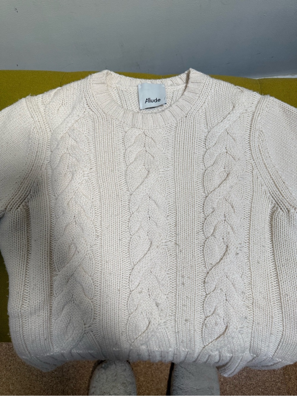 Allude Cream Cable Knit Sweater Wool and Cashmere Size XS